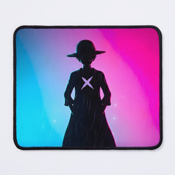 Item preview, Neon Straw Hat Silhouette Synthwave Rain designed and sold by MarCinu Art.