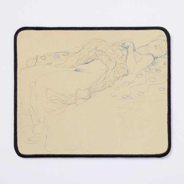 Item preview, Liegender Halbakt Nach Rechts by Gustav Klimt: Reclining Semi Nude Art Poster designed and sold by artofuniverse.