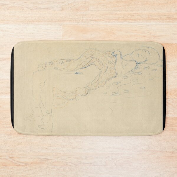 Item preview, Liegender Halbakt Nach Rechts by Gustav Klimt: Reclining Semi Nude Art Poster designed and sold by artofuniverse.