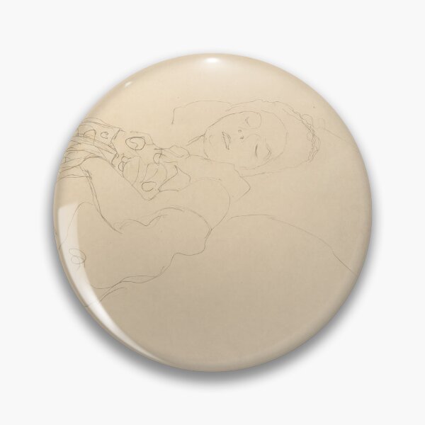 Item preview, Liegender Halbakt Nach Rechts by Gustav Klimt: Minimalist Nude Line Art designed and sold by artofuniverse.