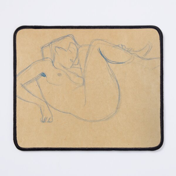 Item preview, Mit Angezogenen Schenkeln Kauernder Madchenakt by Gustav Klimt: Minimalist Nude Study designed and sold by artofuniverse.
