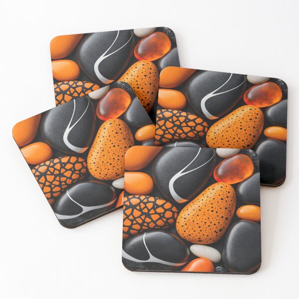 Item preview, Orange Black Pebble Mix designed and sold by Kaleidoscope Print.