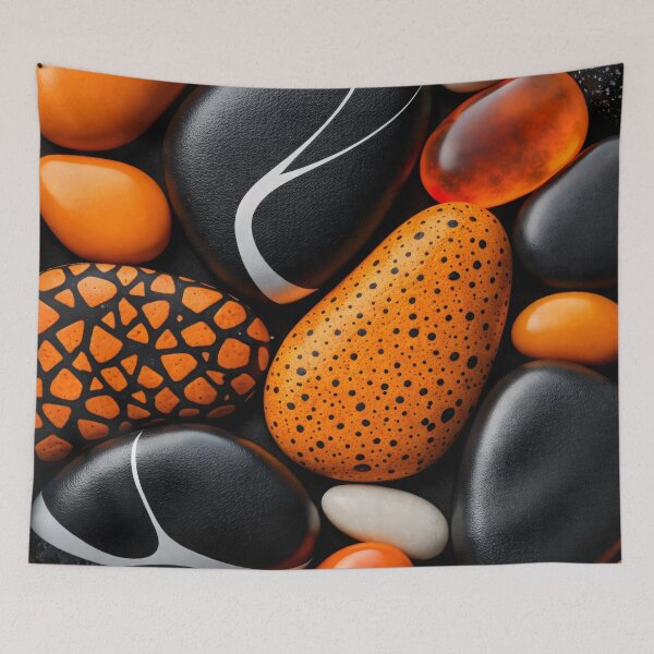 Item preview, Orange Black Pebble Mix designed and sold by Kaleidoscope Print.