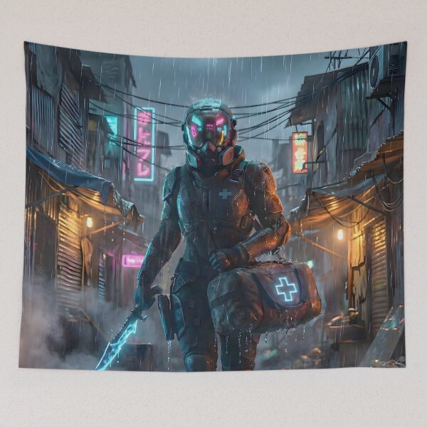 Item preview, Neon Rain Rogue Cyberpunk Medic designed and sold by MarCinu Art.