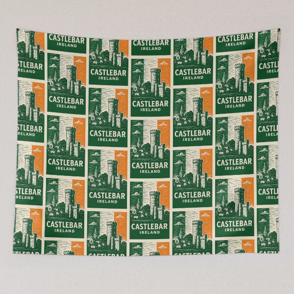 Item preview, Castlebar Ireland Linocut Style designed and sold by Thistle-TShop.