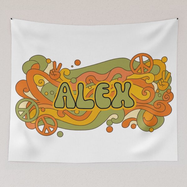 Item preview, Alex Retro Groovy 70s Peace Sign Name Art designed and sold by MBBialyPiksel.