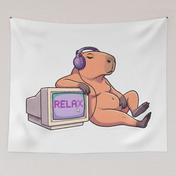 Item preview, Lofi Capybara Aesthetic Retro 90s Tech Chill Vibe Cozy Goth Gamer designed and sold by StickyGuys.