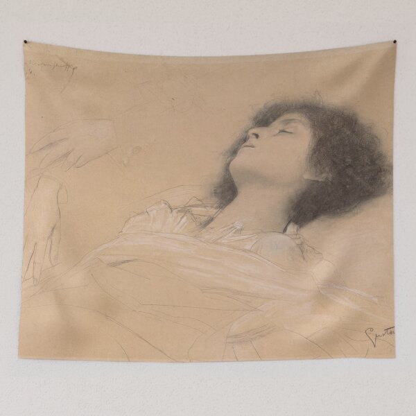 Item preview, Reclining Girl Juliet by Gustav Klimt: Dreamy Vienna Secession Study Poster designed and sold by artofuniverse.