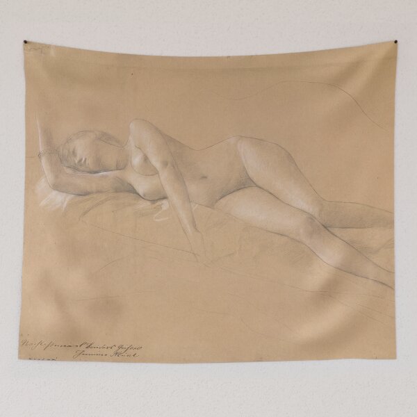 Item preview, Reclining Maenad Study for Altar of Dionysus by Gustav Klimt: Fine Art Poster designed and sold by artofuniverse.