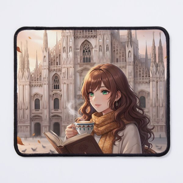 Item preview, Anime Girl Autumn Milan Duomo Italy Cathedral Brown Coat Book designed and sold by Chibifaceneko.