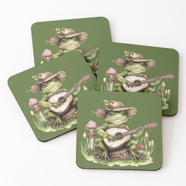 Item preview, Cottagecore Banjo Frog - Cute Musical Toad with Mushrooms designed and sold by OddityAndOrbit.
