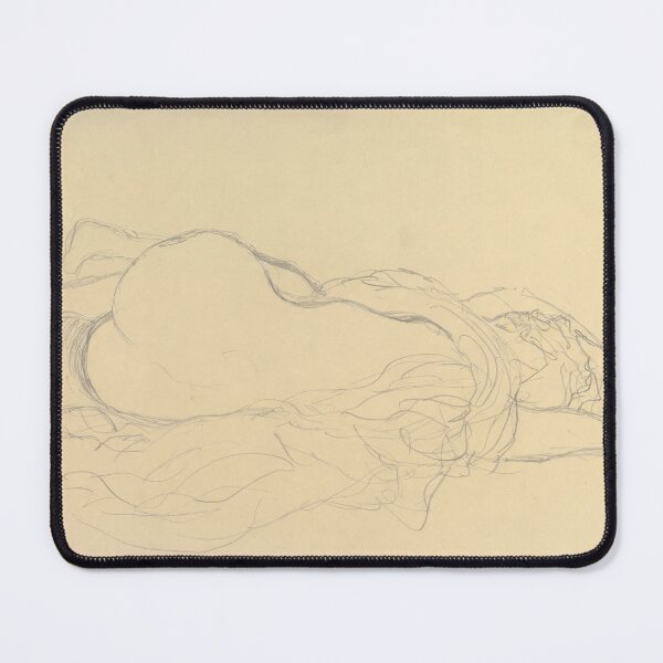 Item preview, Reclining Nude With Drapery Back View by Gustav Klimt: Minimal Line Art Poster designed and sold by artofuniverse.