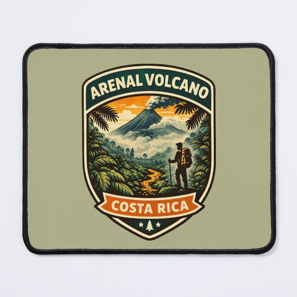 Item preview, Arenal Volcano Costa Rica Adventure Badge – Tropical Rainforest Hiking Design designed and sold by Globalcitytees.