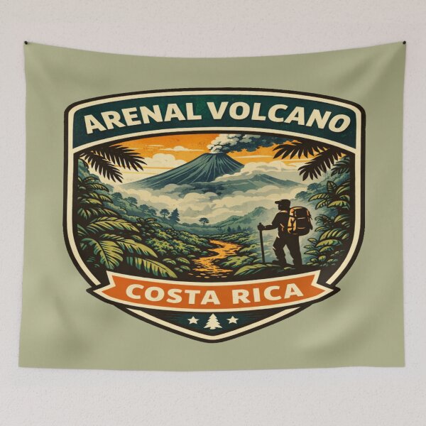 Item preview, Arenal Volcano Costa Rica Adventure Badge – Tropical Rainforest Hiking Design designed and sold by Globalcitytees.