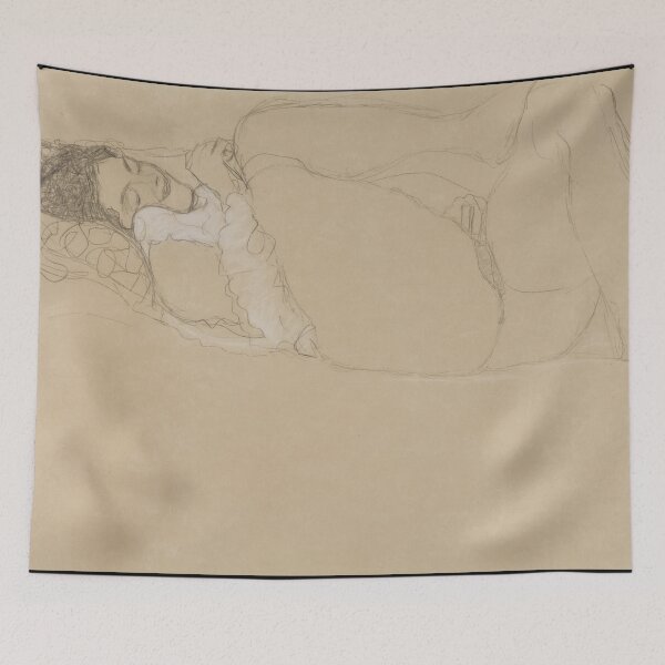 Item preview, Reclining Semi Nude Facing Left by Gustav Klimt: Minimalist Figure Study designed and sold by artofuniverse.