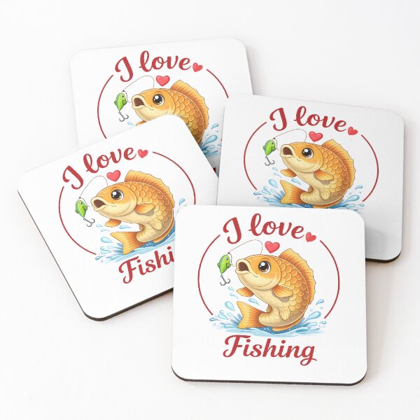 Item preview, I Love Fishing Cute Fish Cartoon | Funny Angler Valentine Design designed and sold by VoidBloom Studio.