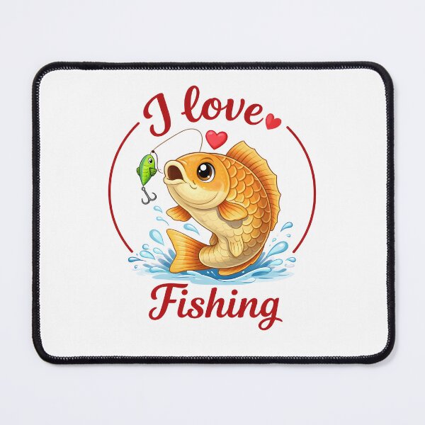 Item preview, I Love Fishing Cute Fish Cartoon | Funny Angler Valentine Design designed and sold by VoidBloom Studio.