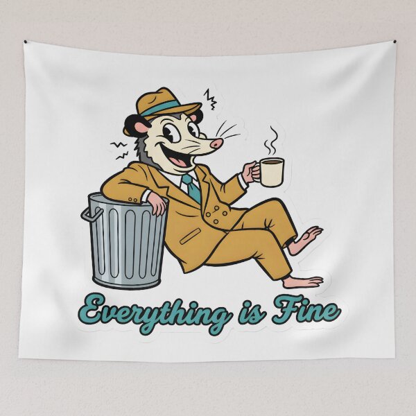 Item preview, Retro Possum Funny Office Humor Everything Is Fine Trash Animal Aesthetic designed and sold by StickyGuys.
