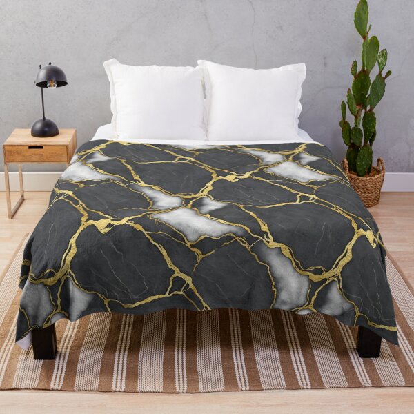 Item preview, Luxury Kintsugi Marble - Charcoal & White Stone with Liquid Gold Veins - Seamless Elegant Pattern designed and sold by ArtCrafter13.