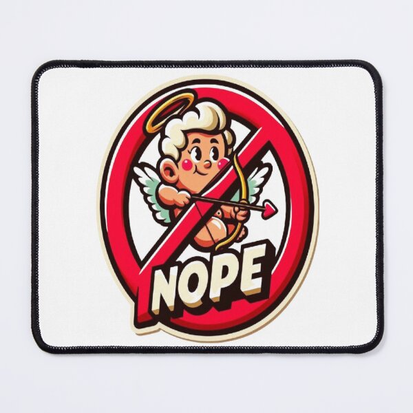 Item preview, NOPE Cupid - Funny Anti-Valentine Retro 80s Parody designed and sold by RetroRascalStudio.