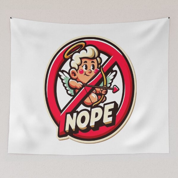 Item preview, NOPE Cupid - Funny Anti-Valentine Retro 80s Parody designed and sold by RetroRascalStudio.