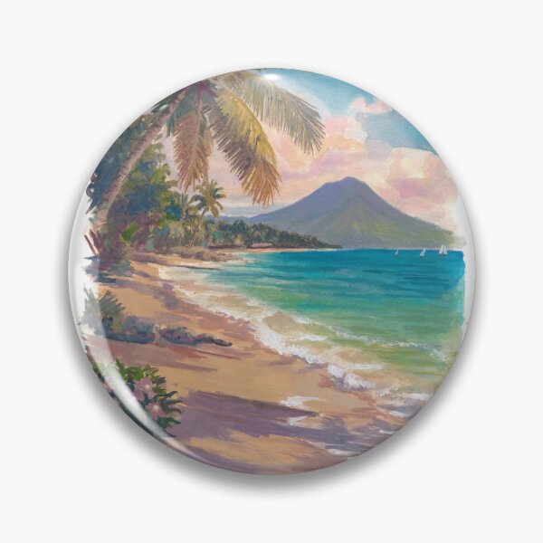 Item preview, Martinique Beach Scene with Palm, Mountain and Caribbean Sea designed and sold by artshop77.