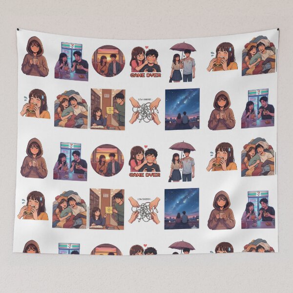 Item preview, Anime Couple Everyday Love Relatable Sticker Pack designed and sold by Day Dreamer.