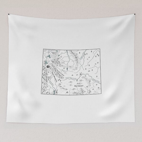 Item preview, Wyoming Illustrated Map – Hand-Drawn Rivers & Nature Adventure Sketch designed and sold by Paper Drip.