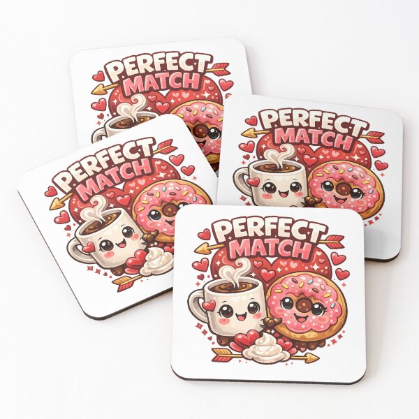 Item preview, Perfect Match – sweet Valentine's Day t-shirt for lovers (coffee & donut) designed and sold by Alekska-Art.