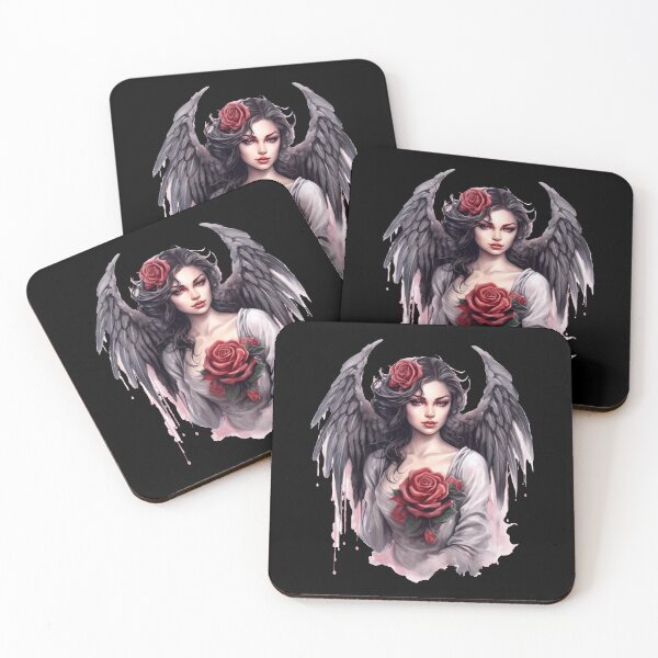 Item preview, Dark Angel with Red Roses – Gothic Angel Fantasy Art designed and sold by Dominik1994.