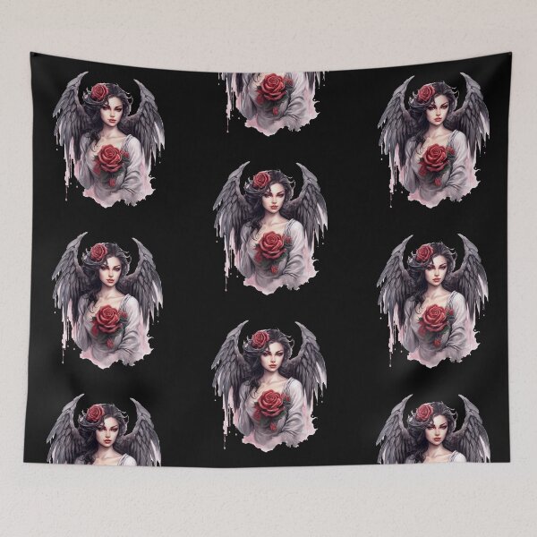 Item preview, Dark Angel with Red Roses – Gothic Angel Fantasy Art designed and sold by Dominik1994.