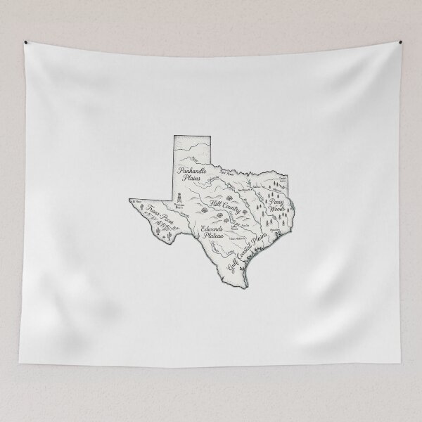 Item preview, Texas Illustrated Map – Hand-Drawn Rivers & Nature Adventure Sketch designed and sold by Paper Drip.