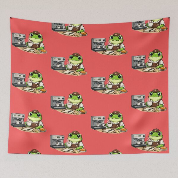 Item preview, The frog barista at the cafe designed and sold by FroggyOnly.