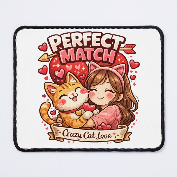 Item preview, Perfect Match – Cat & Human Cute Valentine’s Shirt for Cat Lovers designed and sold by Alekska-Art.