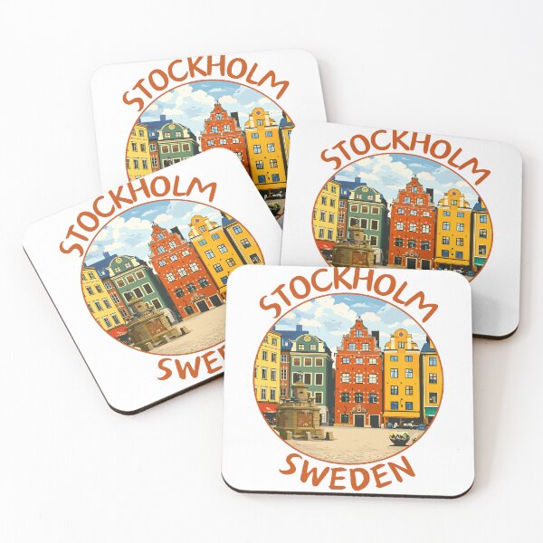 Item preview, Stockholm in Sweden, Retro Travel Art Circle Emblem designed and sold by MaateoDesign.