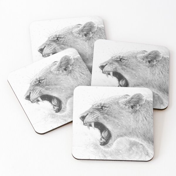 Item preview, Black and White Lioness Portrait Pencil Sketch | Realistic Wildlife Art Illustration designed and sold by Leon Woods Pencil Art.