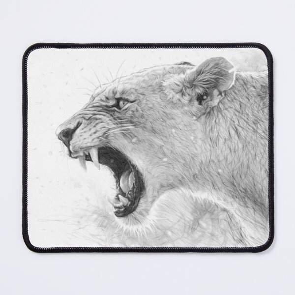 Item preview, Black and White Lioness Portrait Pencil Sketch | Realistic Wildlife Art Illustration designed and sold by Leon Woods Pencil Art.