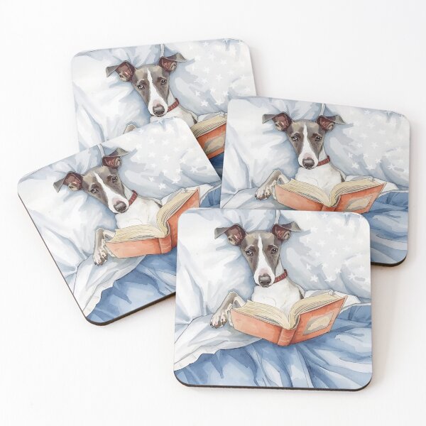 Item preview, Whippet Dog Reading in Bed designed and sold by FlowerFolie.