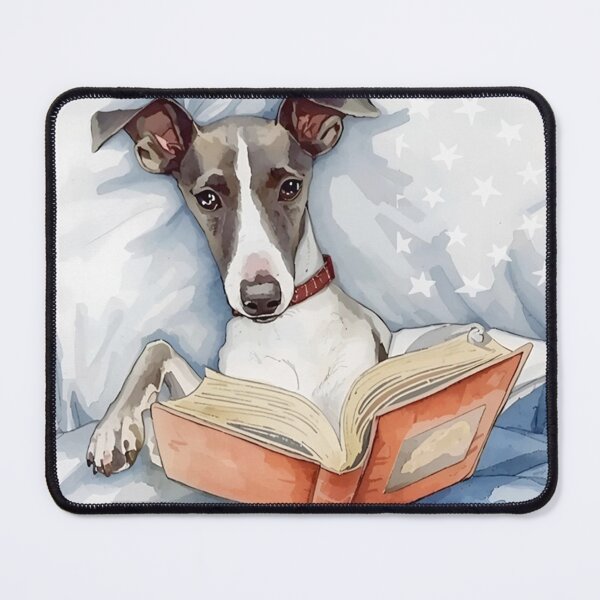 Item preview, Whippet Dog Reading in Bed designed and sold by FlowerFolie.