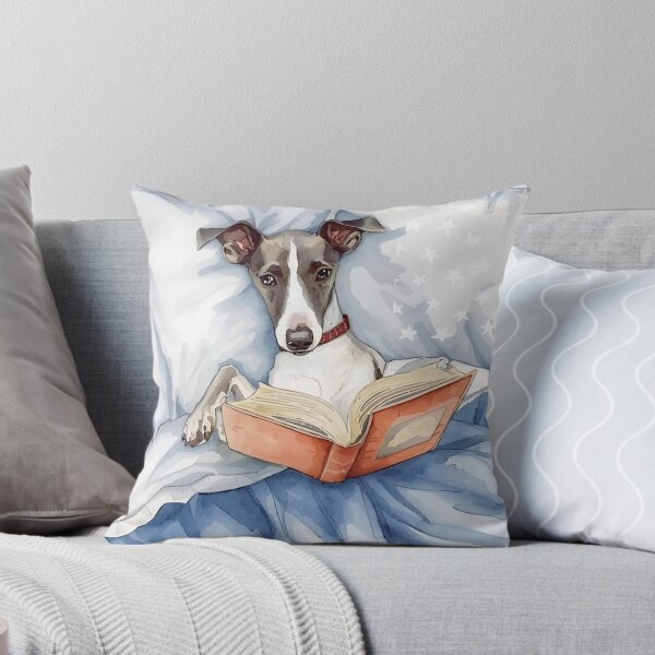 Item preview, Whippet Dog Reading in Bed designed and sold by FlowerFolie.