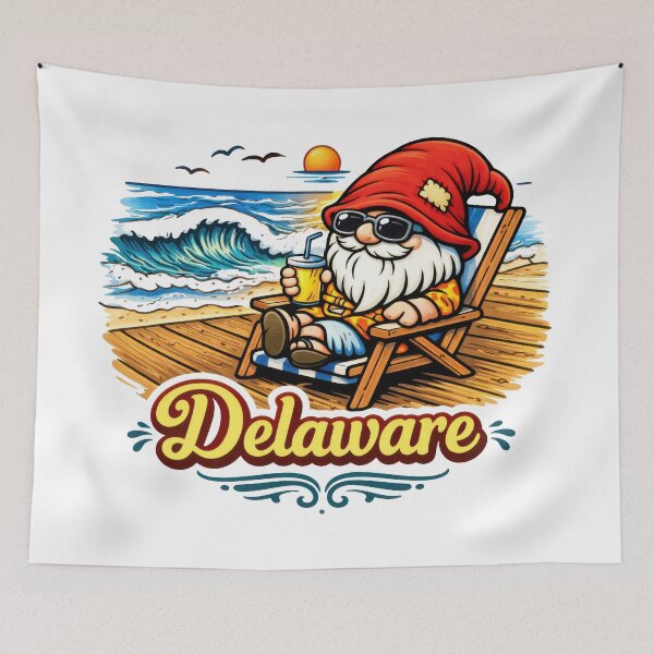 Item preview, Delaware Beach Gnome Sunset Illustration designed and sold by Moriarty's Digital Visions.