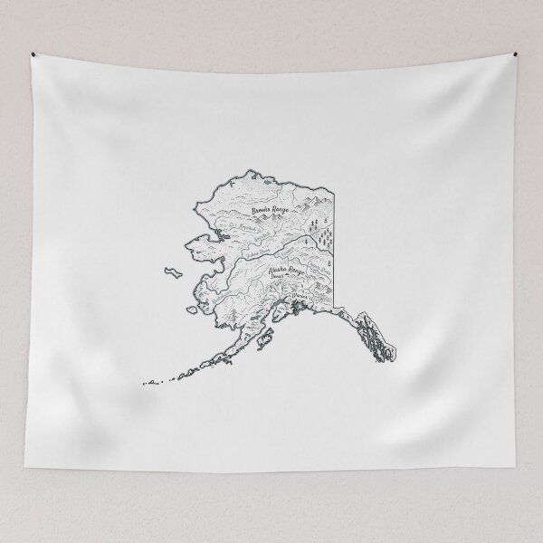 Item preview, Alaska Illustrated Map – Hand-Drawn Rivers & Nature Adventure Sketch designed and sold by Paper Drip.
