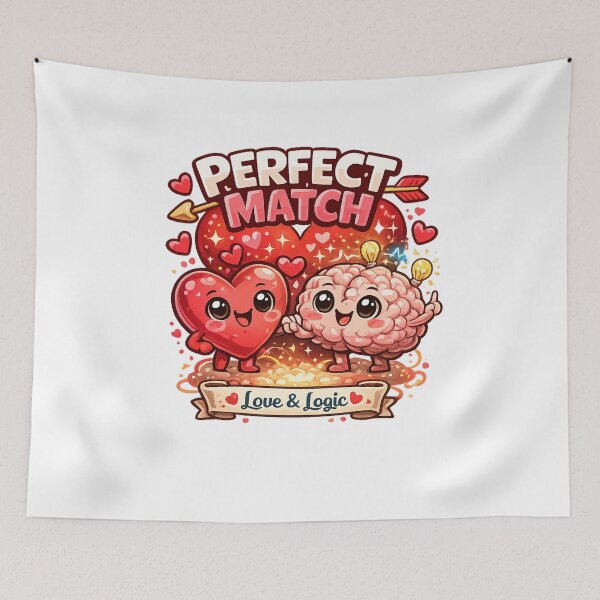 Item preview, Perfect Match – Heart & Brain Cute Valentine’s Shirt for Lovers of Logic and Love designed and sold by Alekska-Art.