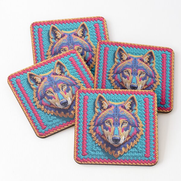 Item preview, Crochet Embroidered Wolf Patch designed and sold by Festive Bug.