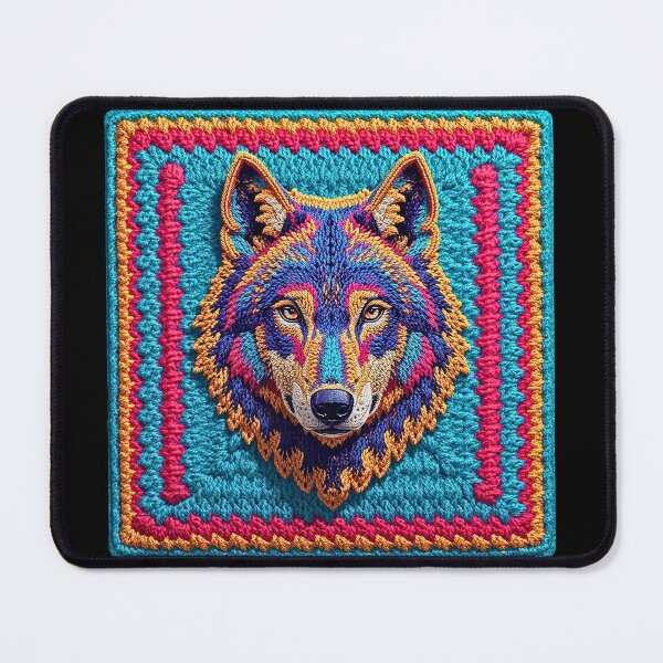 Item preview, Crochet Embroidered Wolf Patch designed and sold by Festive Bug.