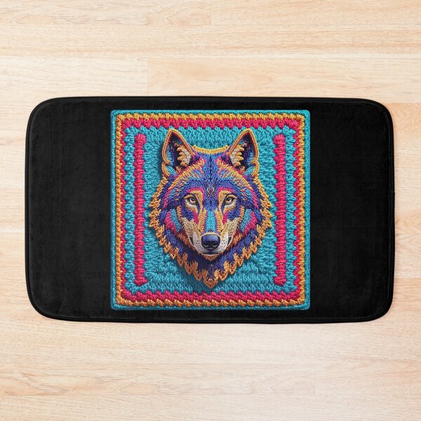 Item preview, Crochet Embroidered Wolf Patch designed and sold by Festive Bug.