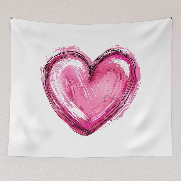 Item preview, Pink Sketchy Heart Saint Valentine's Day - Bold Textured Brush Stroke Love Art Print designed and sold by DesignArtist.ia.