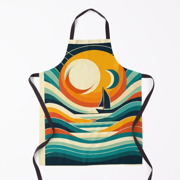 Item preview, Geometric Sailboat Sunset with Layered Waves designed and sold by InkSmithery.