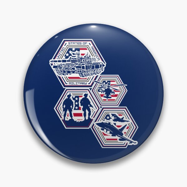 Item preview, U.S. Military Hexagon Emblem Set – Patriotic Tank, Soldiers, Helicopter & Fighter Jet Design for Veterans and Proud Americans designed and sold by GFamilyC.