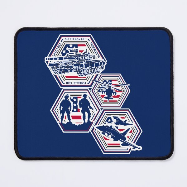 Item preview, U.S. Military Hexagon Emblem Set – Patriotic Tank, Soldiers, Helicopter & Fighter Jet Design for Veterans and Proud Americans designed and sold by GFamilyC.